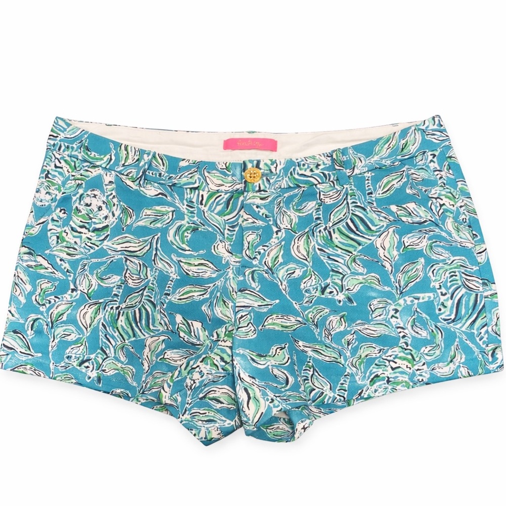 Lilly Pulitzer Preppy Colorful Shorts Turquoise Oasis Size 12